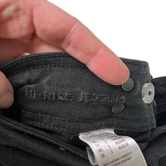 American Eagle Next Level Stretch Jeans Womens 0 Regular Hi Rise Jegging Black - Picture 11 of 12
